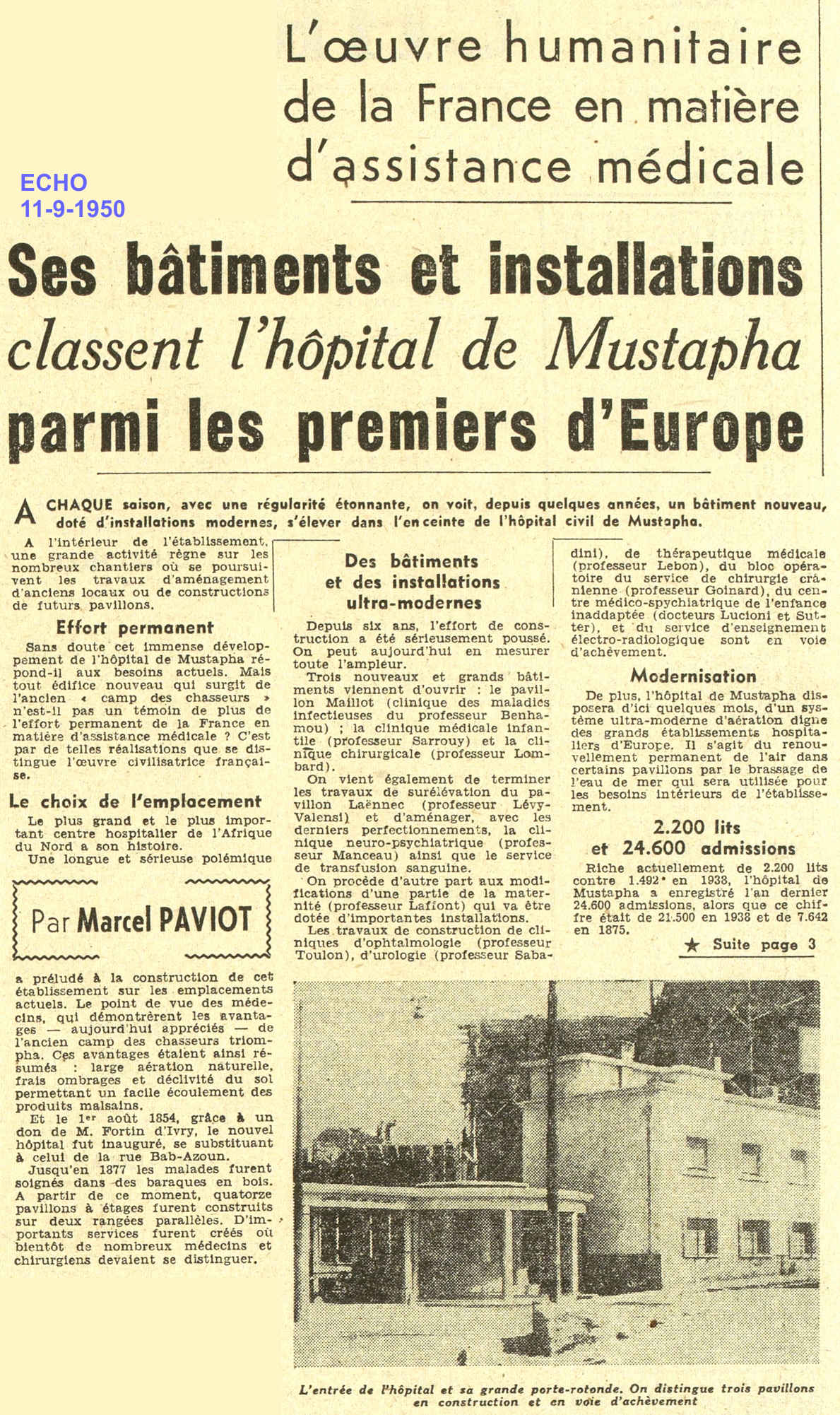 L'œuvre humanitaire de la France en matière d'assistance médicale