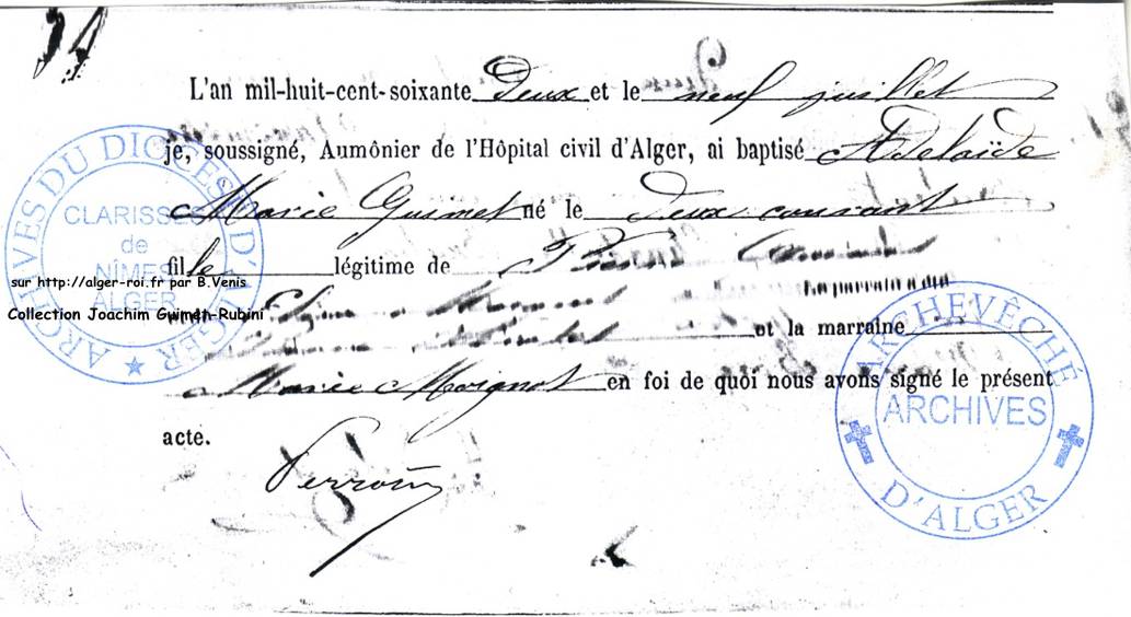 hopital civil de mustapha,certificat de bapteme d'adelaide marie guimet 