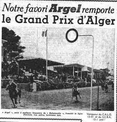 Le GRAND PRIX d'ALGER où ARGEL PARTIRA FAVORI