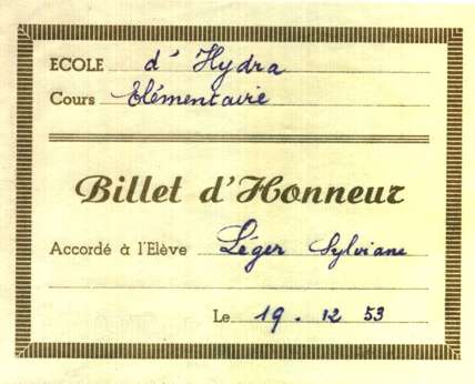 billet d'honneur