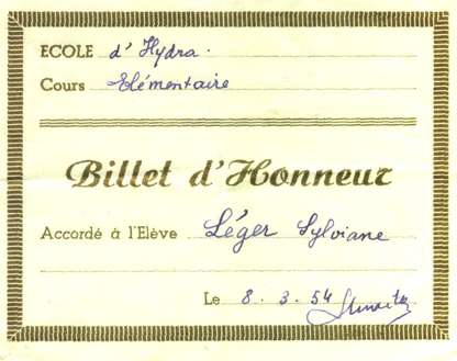 billet d'honneur