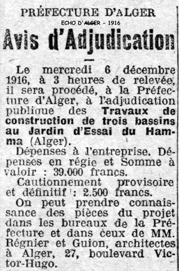 Avis d'adjudication - 1916 