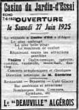 Ouverture le 27 juin 1925