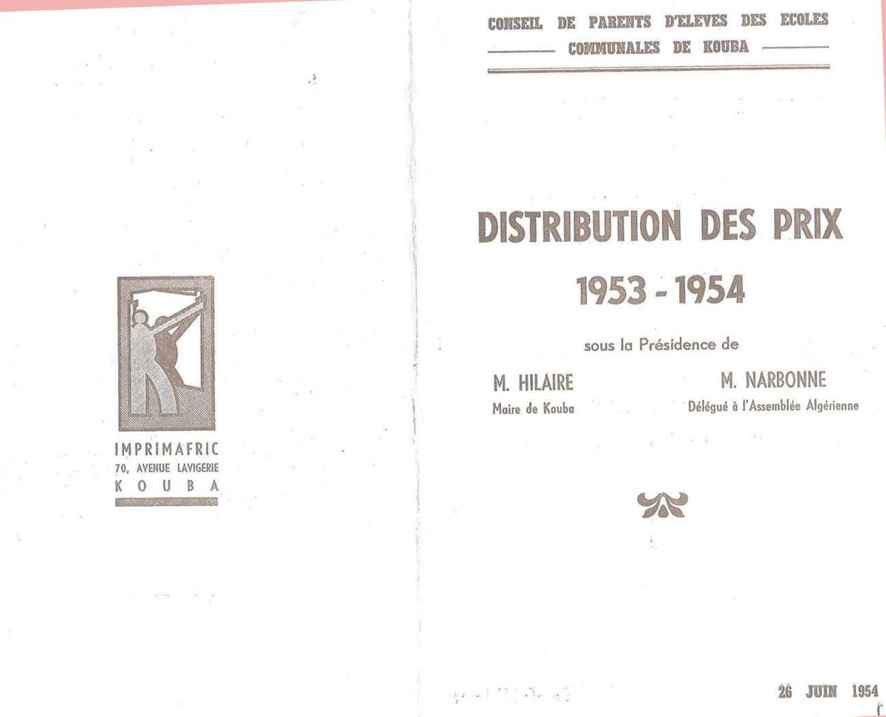 DISTRIBUTION DES PRIX - Année 1954-1955