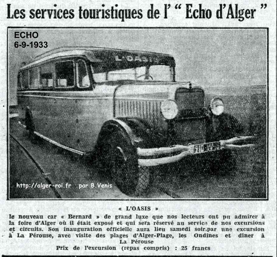 Les services touristiques de " Echo d'Alger "