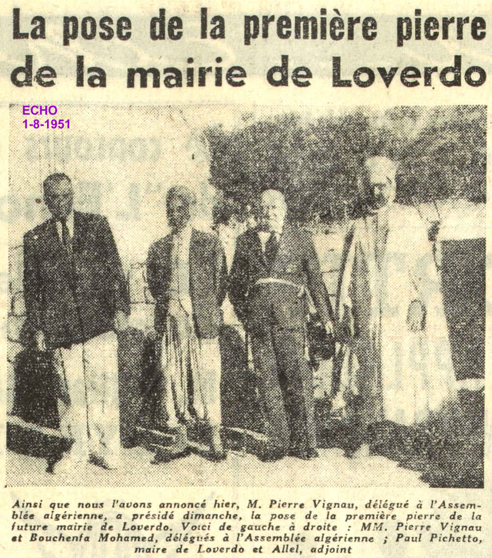 La pose de la première pierre de la mairie de Loverdo