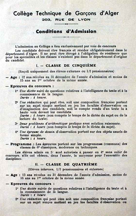 Document réalisé pour le concours d’entrée du 24 juin 1954.