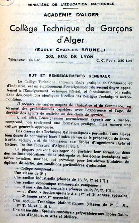 Document réalisé pour le concours d’entrée du 24 juin 1954.