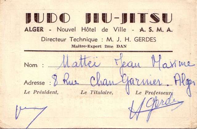 Carte de membre Judo - Jiu Jitsu