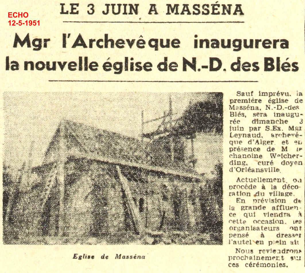 Mgr l'Archevêque inaugurera la nouvelle église de N.-D. des blés