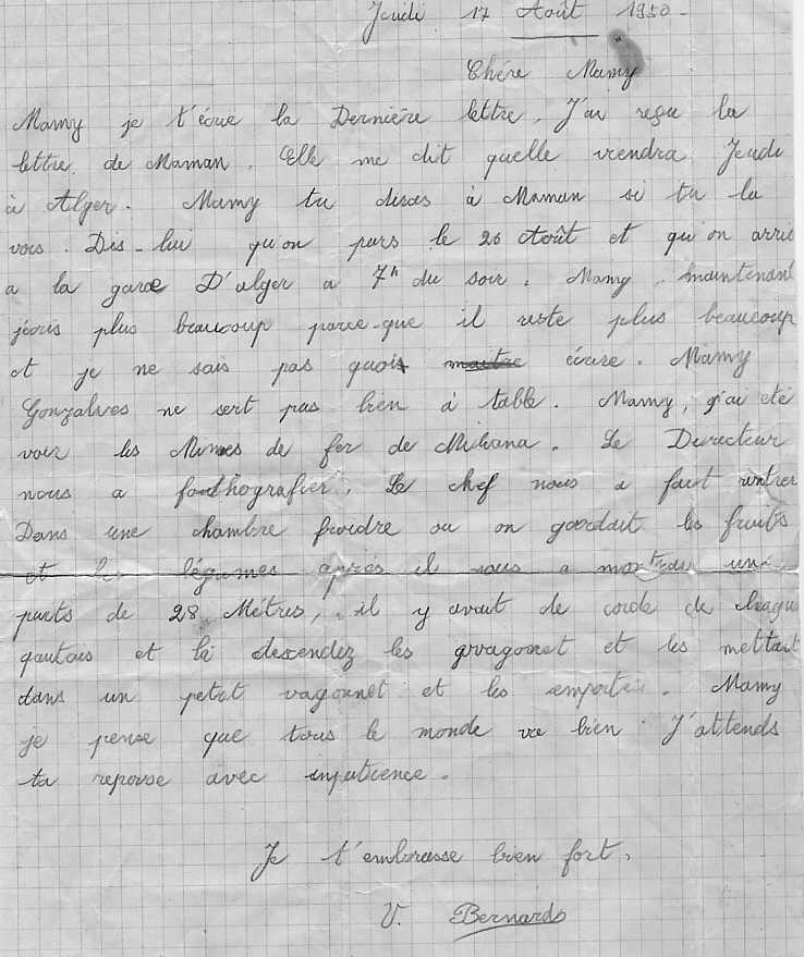 Fin de colonie de vacances : lettre à ma grand-mère .