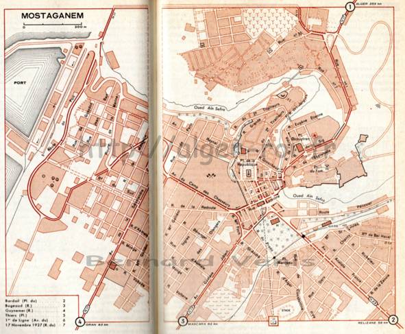 plan mostaganem,Extrait du Guide Vert Michelin - Algérie Sahara - 1958