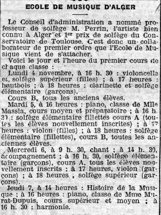 Ecole de musique - 1918