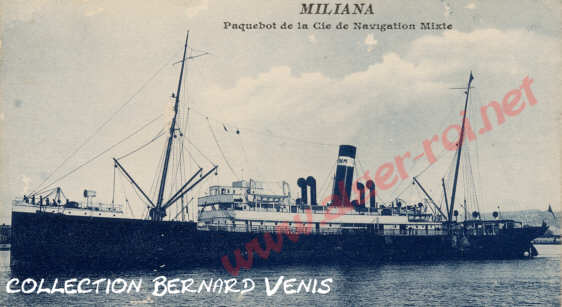 Le "Miliana", paquebot de la Cie de Navigation Mixte 
