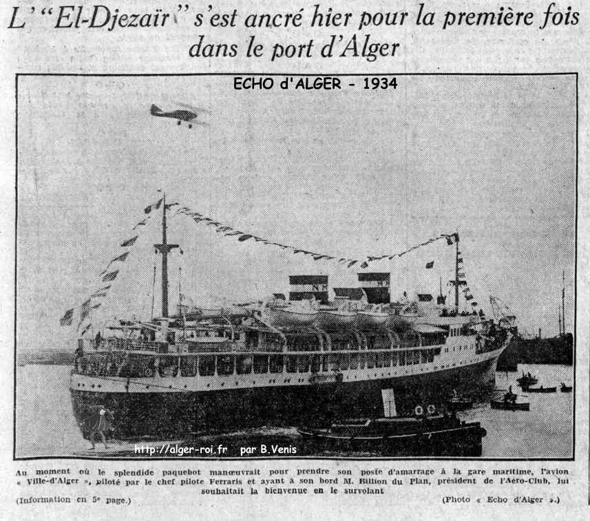 L' "El-Djezaïr s'est ancré hier pour la première fois dans le port d'Alger