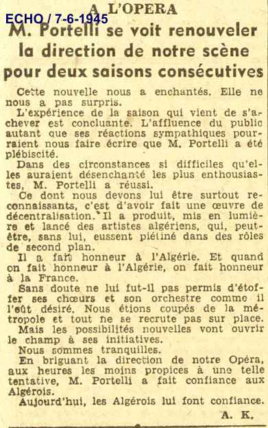 juin 1945 : M. Portelli se voit renouveler