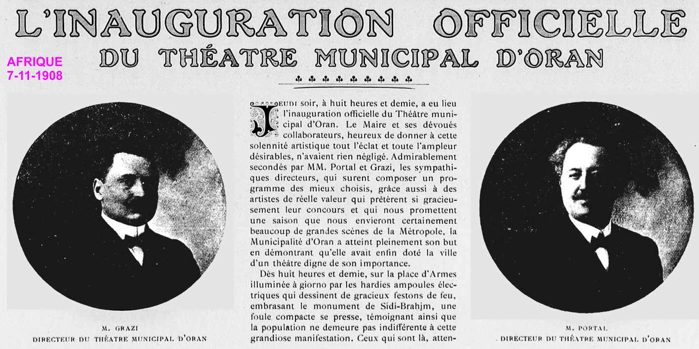 L'INAUGURATION OFFICIELLE DU THÉÂTRE MUNICIPAL D'ORAN