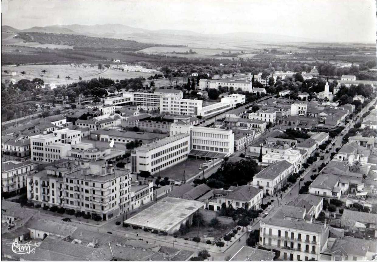 orleansville,vue générale aérienne,cote ouest,quartier des ecoles