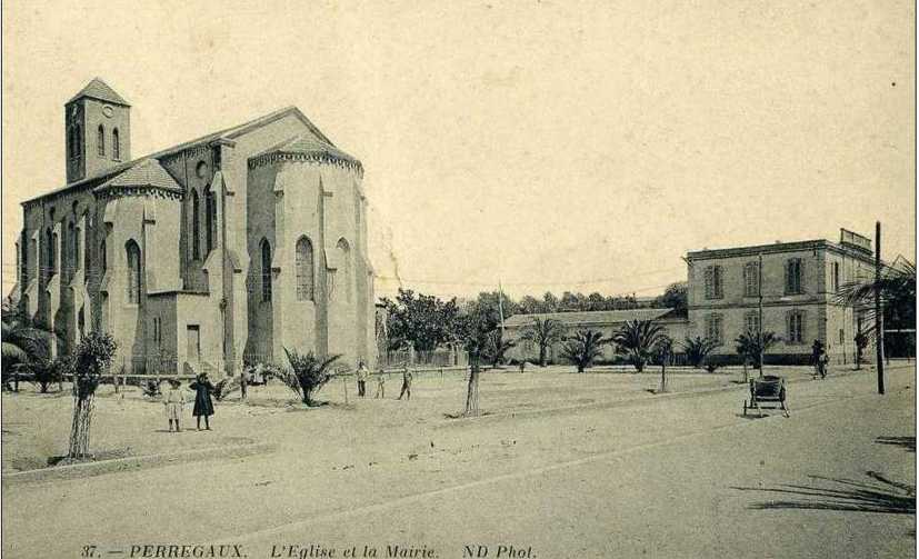 L'église et la mairie,perregaux