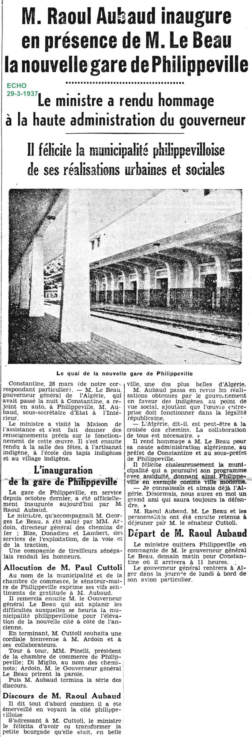 M. Raoul Aubaud inaugure en présence de M. Le Beau