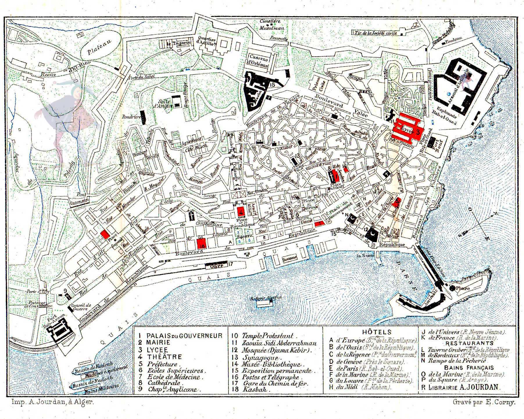 plan d'Alger,adolphe jourdan,1887