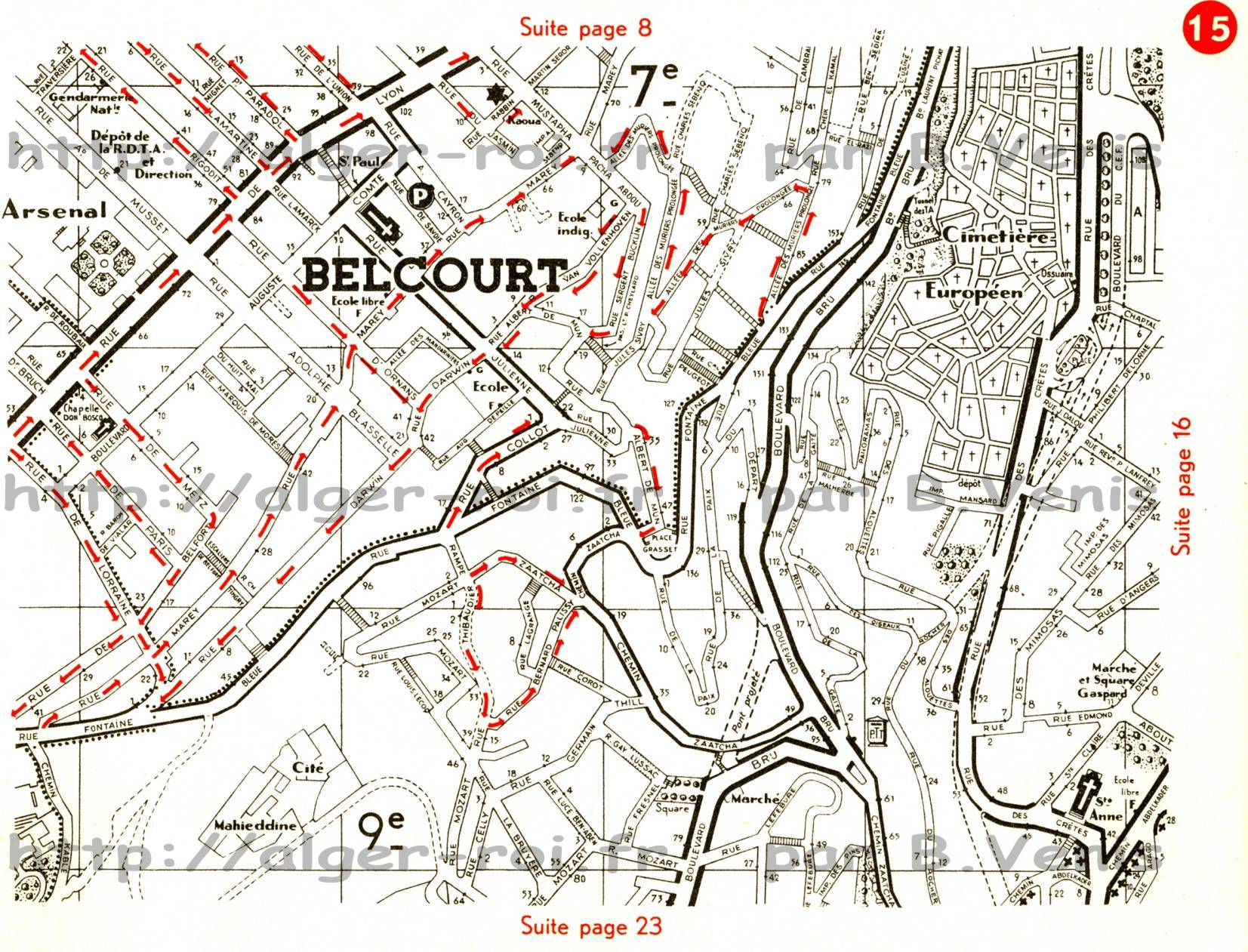 page 15 : Belcourt, 7è, 9è, cimetière européen, cité Mahieddine...