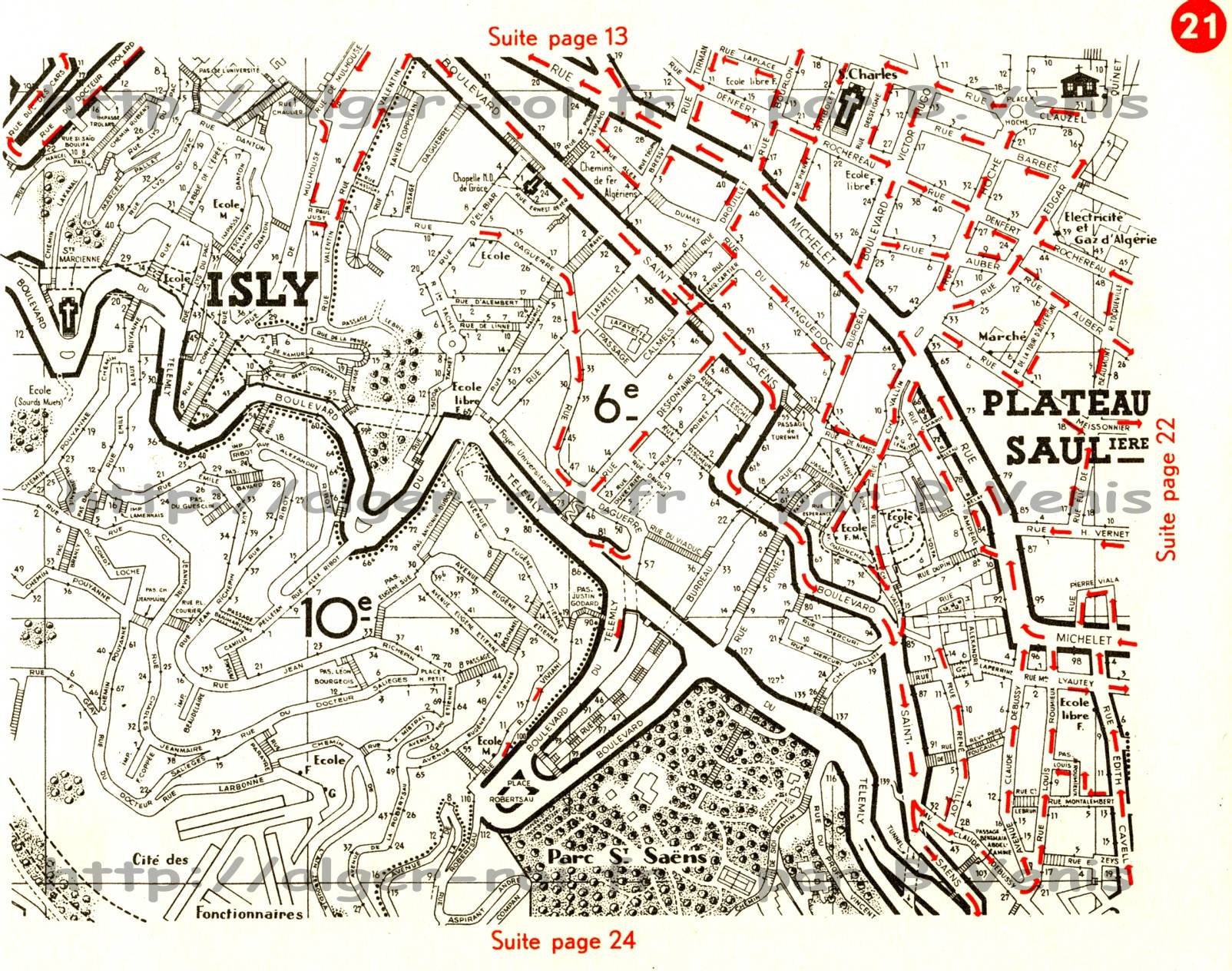 plan Vrillon, page 21 : Isly, plateau Saulière, ...