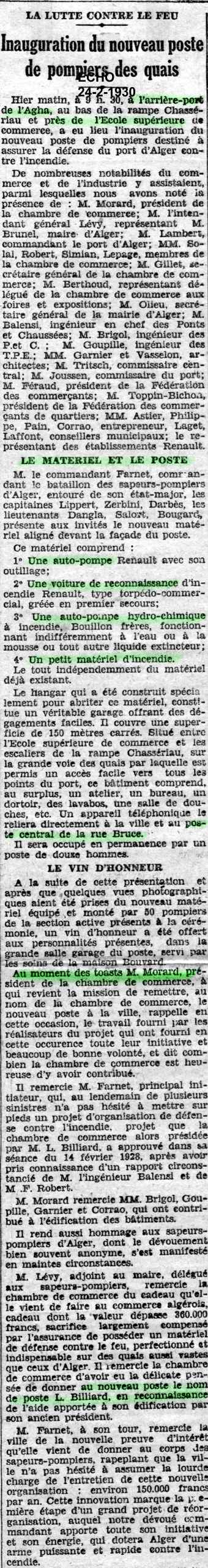 En 1958, le poste de pompiers est le poste Louis Morard