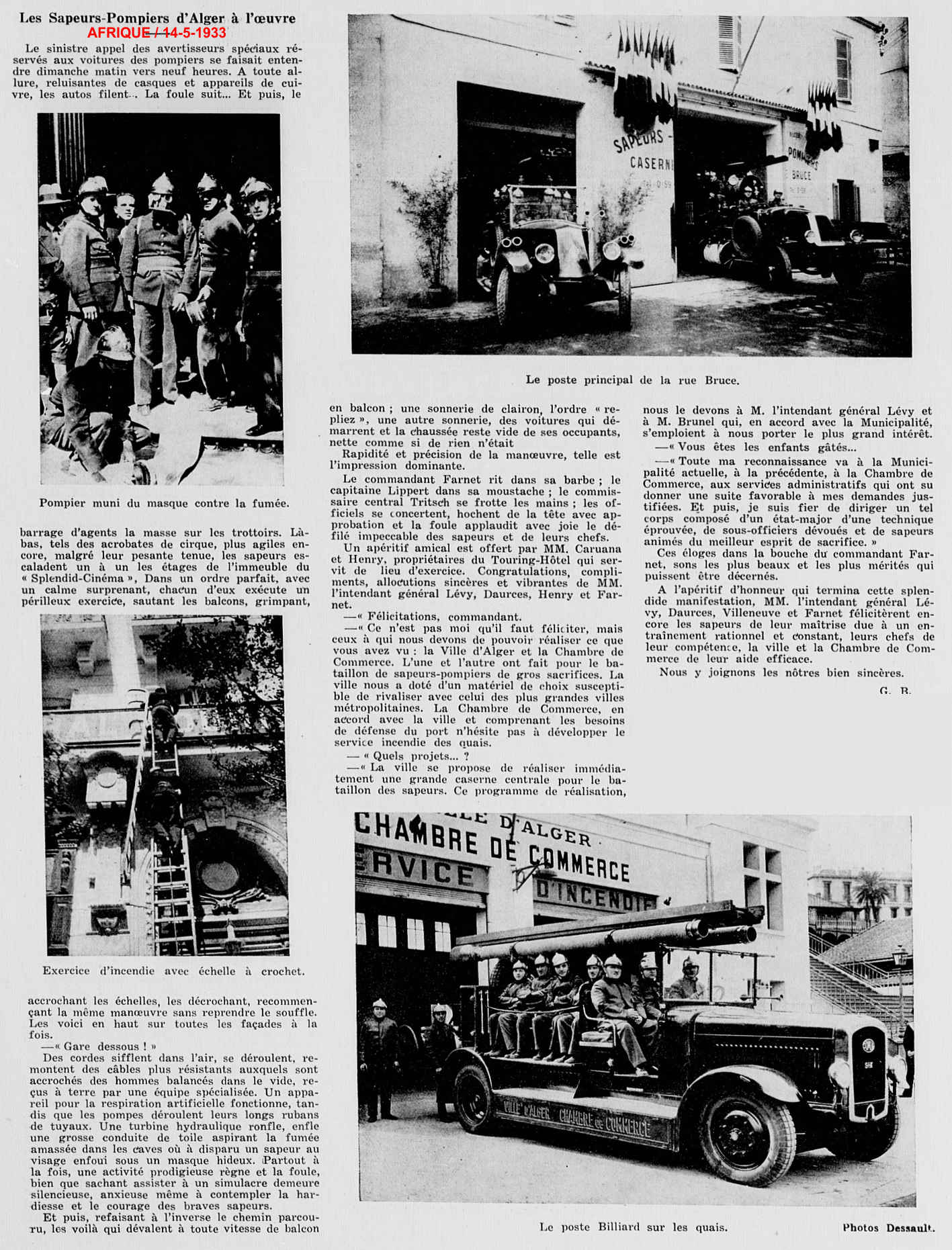 Les Sapeurs-Pompiers d'Alger à l'uvre