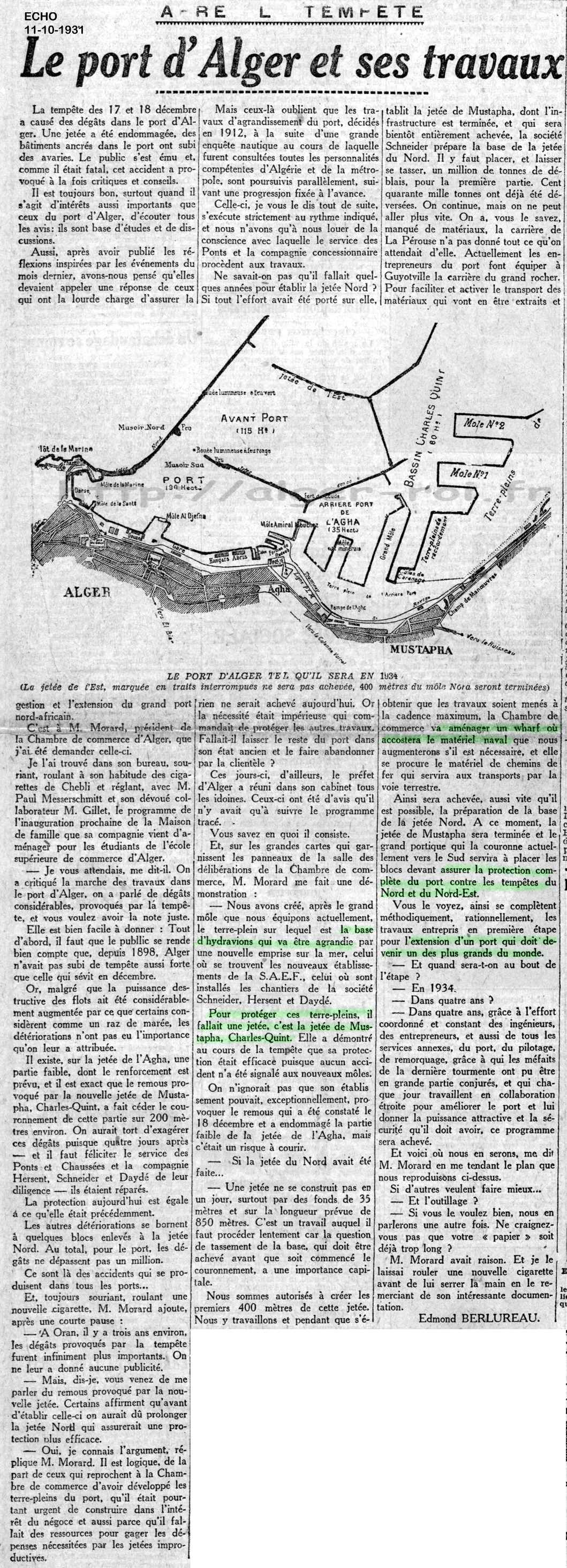 Le port d'Alger et ses travaux