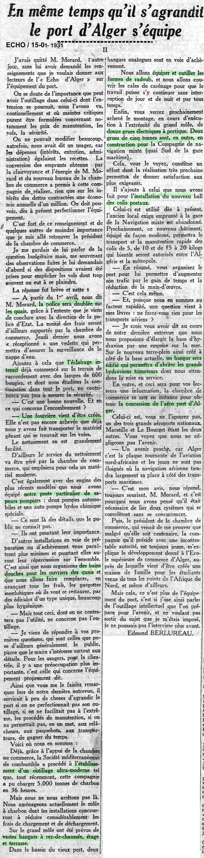 En même temps qu'il s'agrandit,le port d'Alger s'équipe