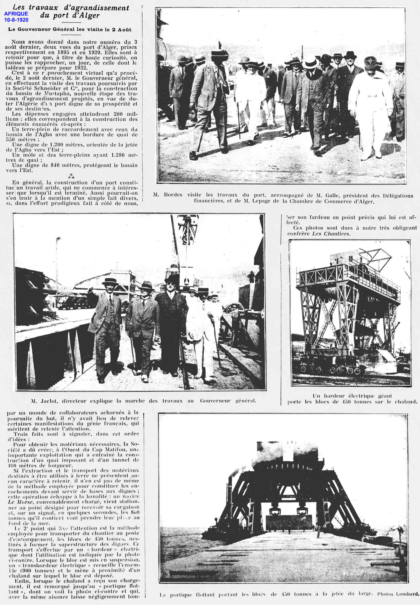 Les travaux d'agrandissement du port d'Alger