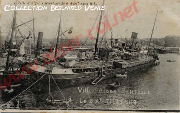 Le renflouement du "Ville d'Alger", le 6 avril 1909