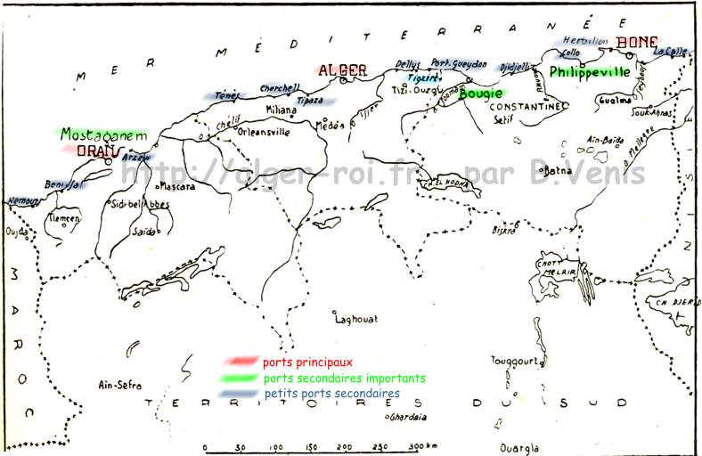 Carte des ports algériens