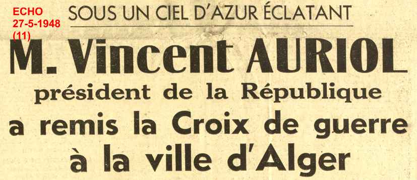 Remise de la croix de guerre à la ville.