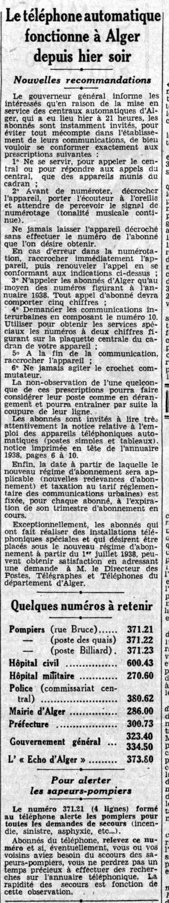 Le téléphone automatique fonctionne depuis hier soir