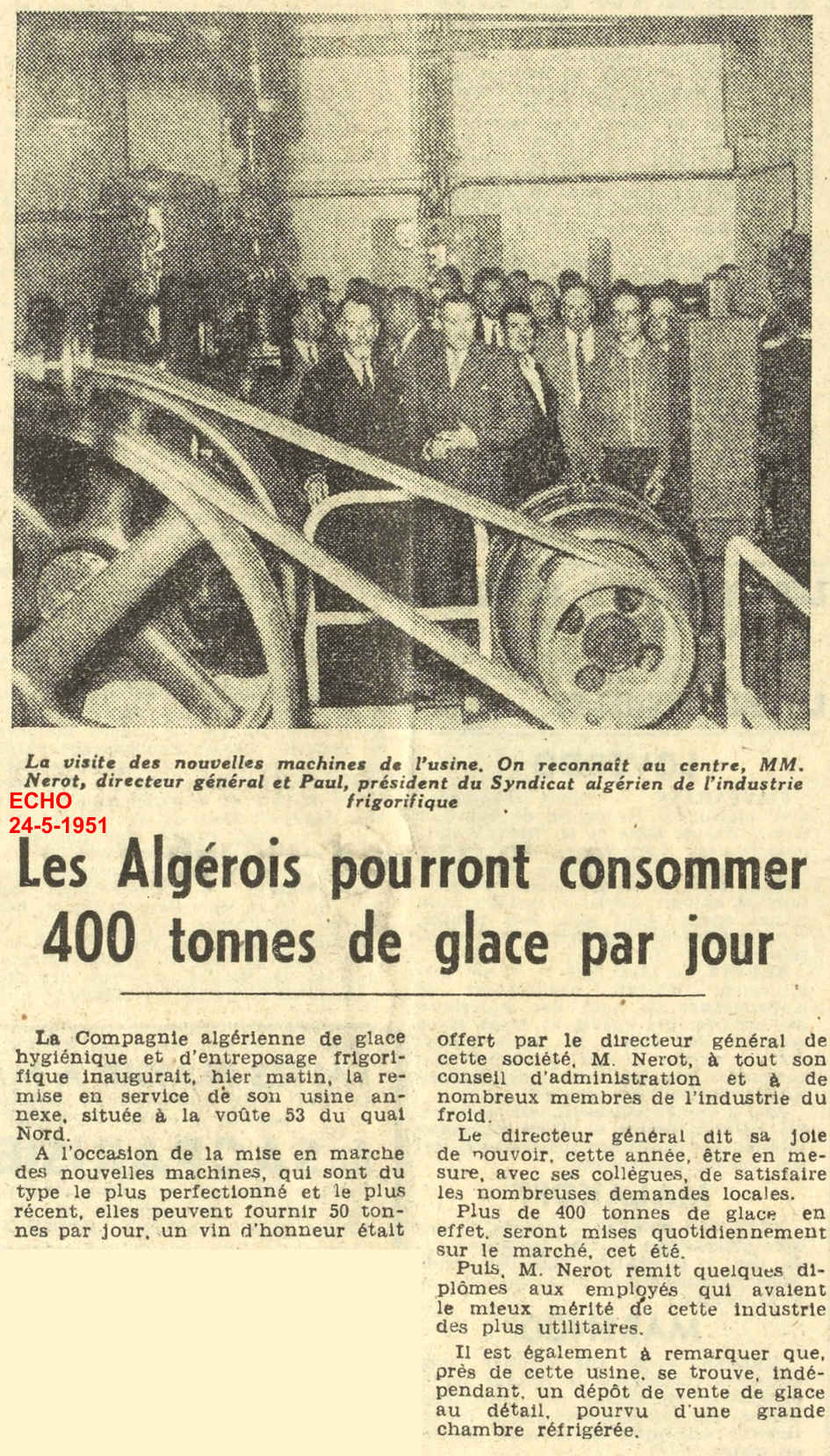 Les Algérois pourront consommer 400 tonnes de glace par jour 