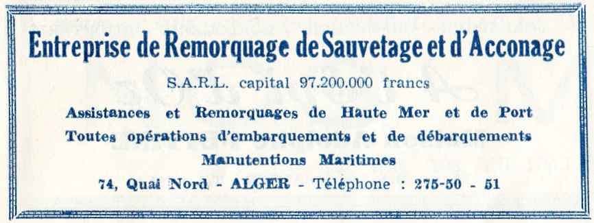 ENTREPRISE DE REMORQUAGE de SAUVETAGE ET D'ACCONAGE