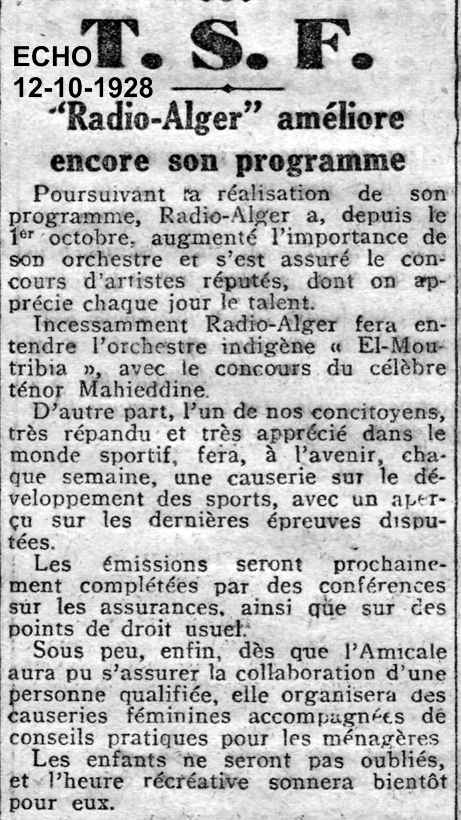 Radio-Alger améliore ses programmes