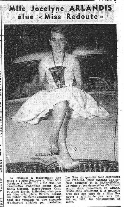 août 1960 : mlle Jocelyne ARLANDIS, miss Redoute