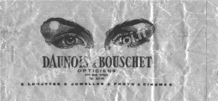 Pochette des opticiens DAUNOIS & BOUSCHET - 47 bis e la rue d'Isly 