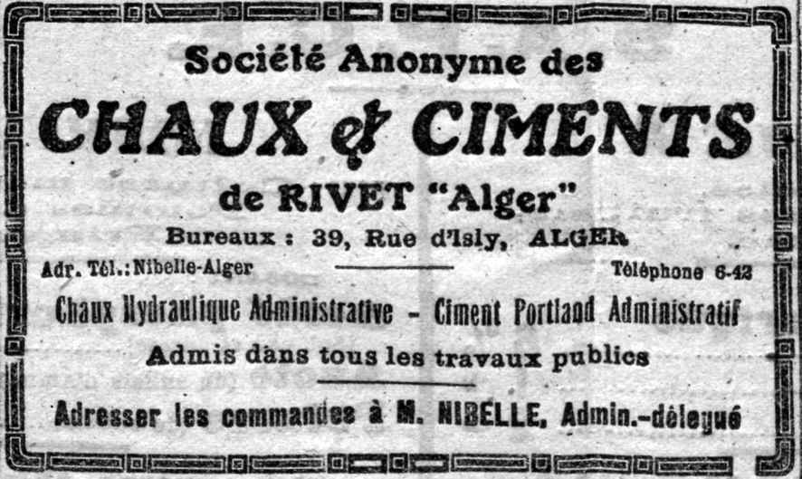 Chaux et ciments de Rivet- 1918