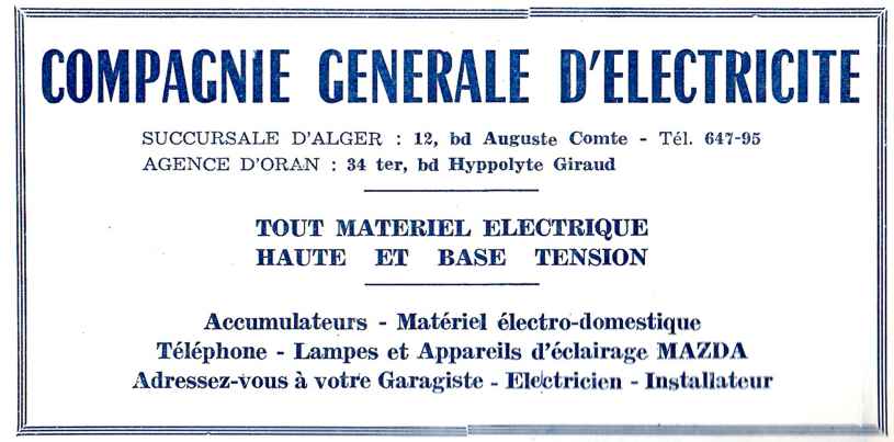 COMPAGNIE GENERALE d'ELECTRICITE