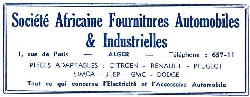 SOCIETE AFRICAINE de FOURNITURES AUTOMOBILES