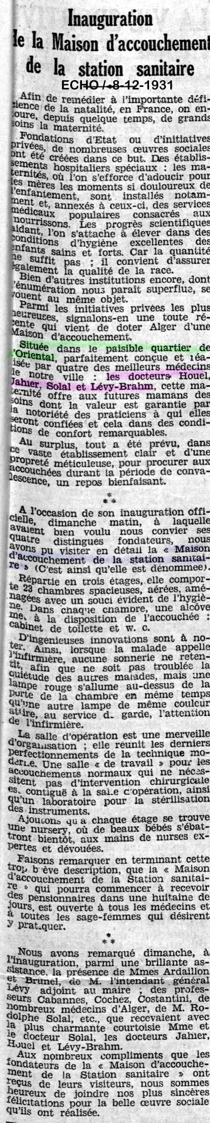 Inauguration de la Maison d'Accouchement de la station sanitaire