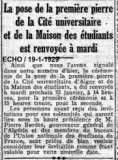 Pose de la première pierre de la maison des étudiants et cité universitaire