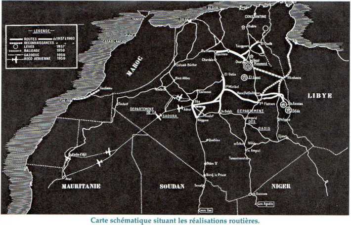 Carte schématique situant les réalisations routières.