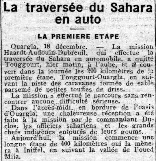 La traversée du Sahara en automobile : 1ère étape