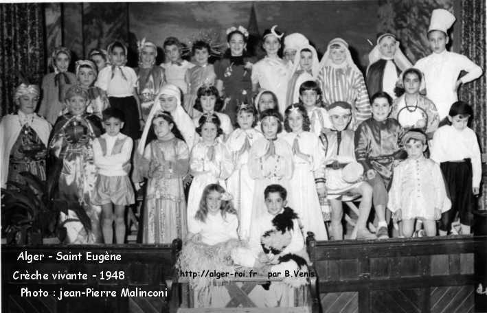 Crèche vivante 1948, animation orchestrée par Mademoiselle ANNA, Directrice du Pensionnat Notre-Dame