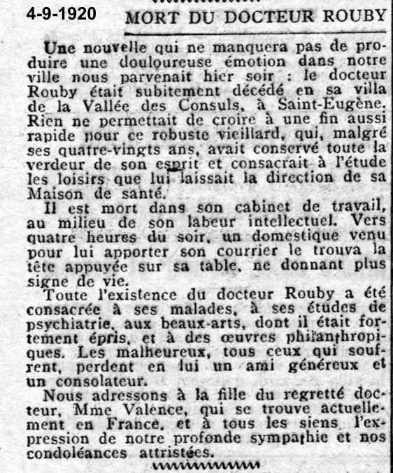 Mort du docteur ROUBY